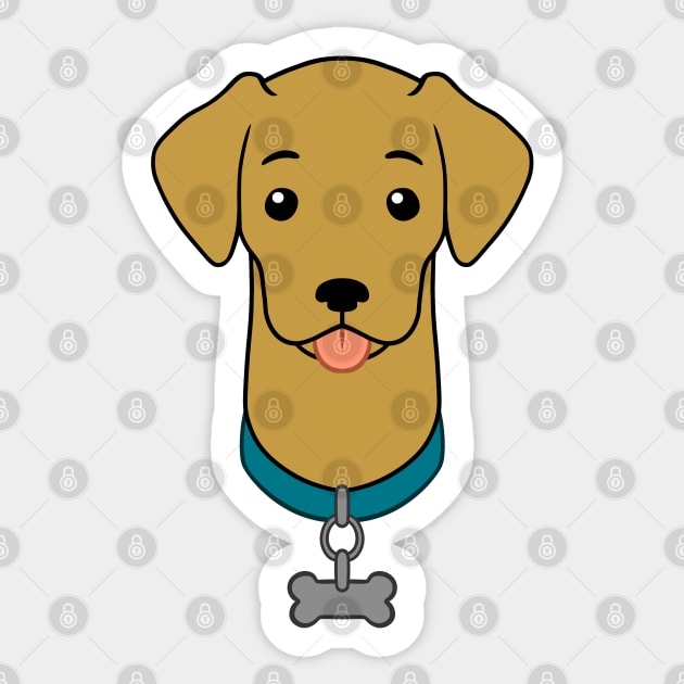 Cartoon Illustrated Golden Labrador Retriever With Dog Bone Collar Sticker by RosemaryRabbit